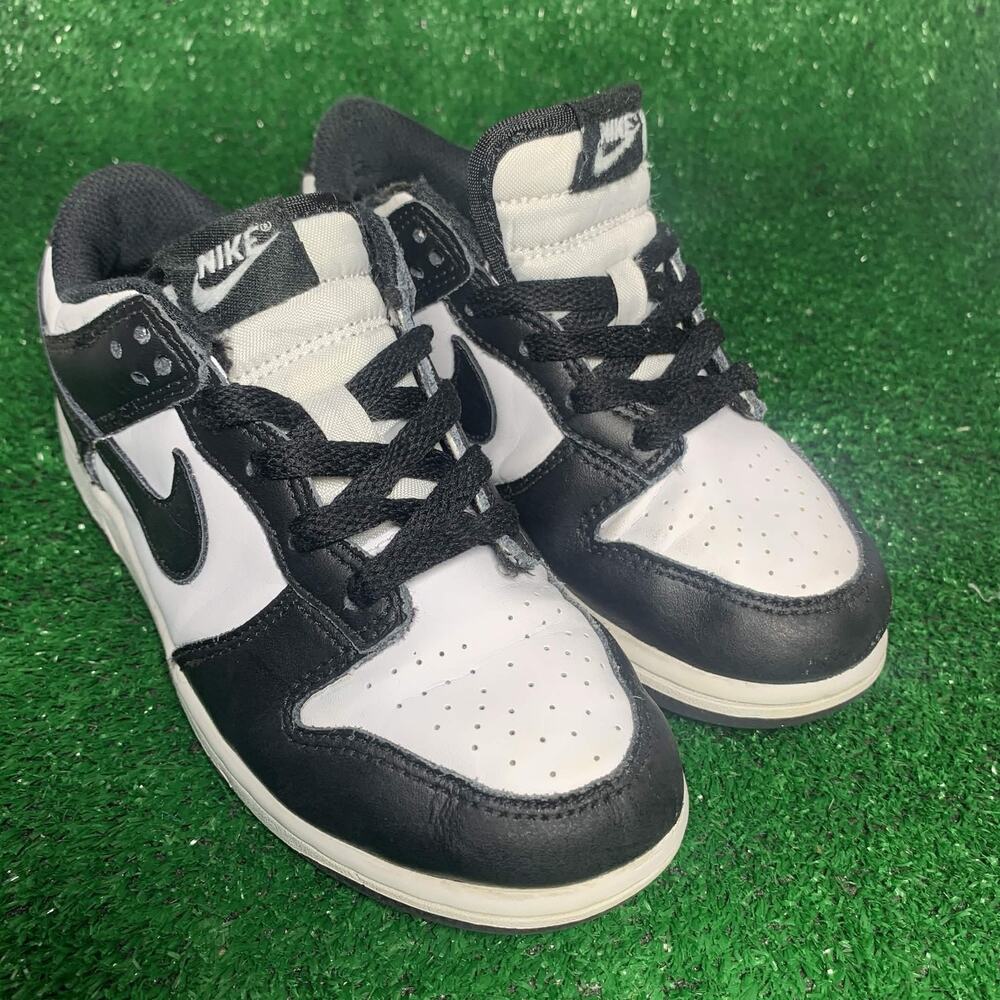 Nike Dunk Low Panda PS Kids Shoes 2Y Black White CW1588-100